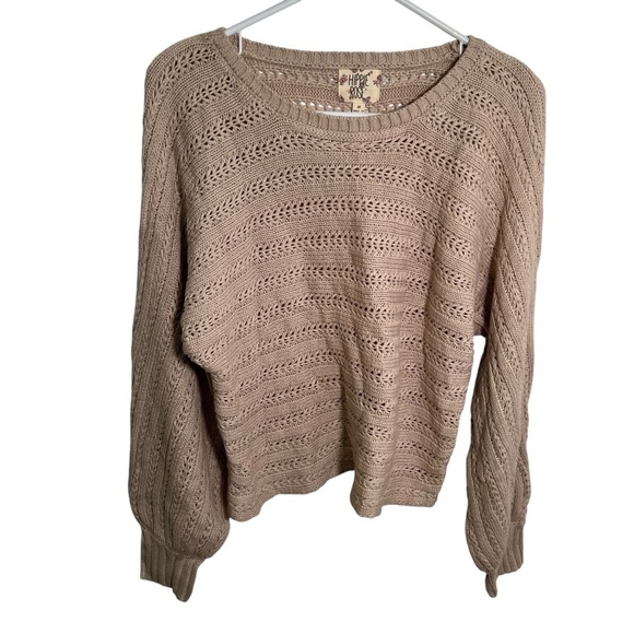 Hippie Rose Crewneck Sweater Beige Dolman Sleeve M - Picture 1 of 9